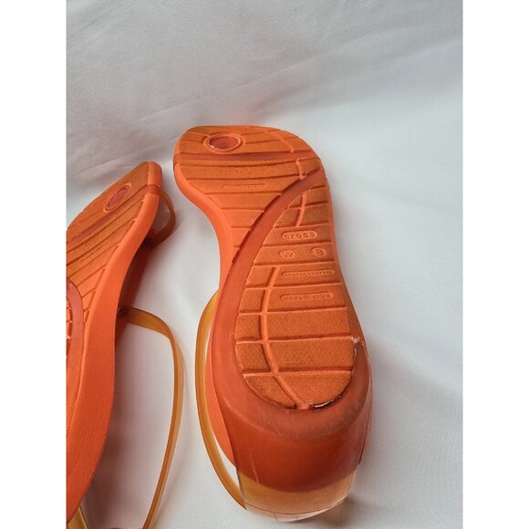 Crocs Womens Sexi Flip Sandals Comfort Jelly Casual Strappy Thong Orange Size 8 - Picture 11 of 14